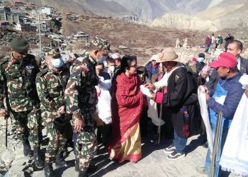 President Bhandari performs special worship at Muktinath temple