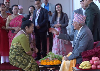 President offers Dashain tika and jamara to general public